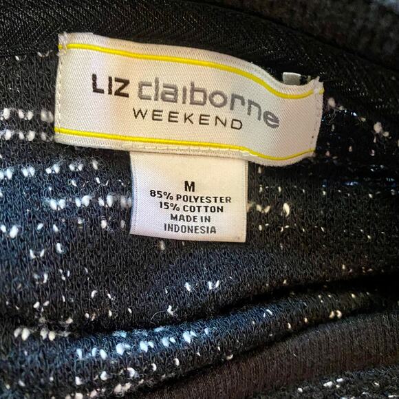 Liz Claiborne Weekend Black Speckled Knit Pullover Tunic Sweater Womens Medium - Picture 9 of 10